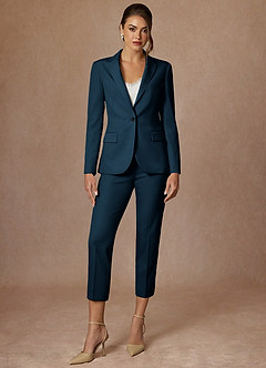 front Kennedy Dark Navy Refined Weave  Performance Blazer