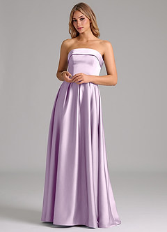 Azazie Lucienne Bridesmaid Dresses Frosted Lilac A-Line Strapless Stretch Satin Convertible Dress image4
