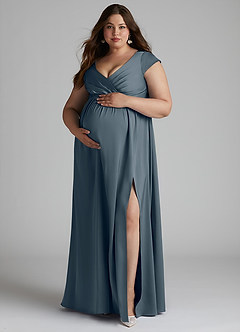 Azazie Allessia Abiti da damigella d'onore premaman Abito A-Line Plissettato Raso Elasticizzato Floor-Length image11