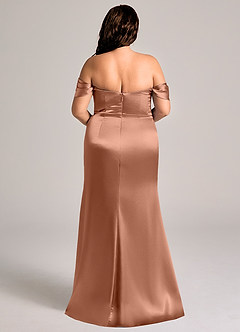 Azazie Saige Klänningar att prova hemma Klä av Tubklänning i Metallisk satin Av axeln Svart Konvertibel image10