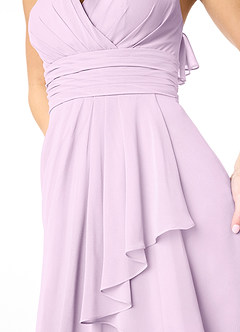 Azazie Aviv Bridesmaid Dresses Frosted Lilac A-Line Pleated Chiffon Dress image4