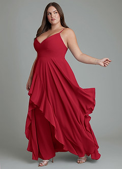 Azazie Zaina Bridesmaid Dresses Scarlet A-Line Chiffon Dress image10