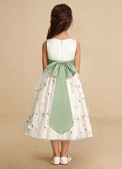 Azazie Pollie Flower Girl Dresses Sky Blue Dusty Sage A-Line Bow Tulle Dress image6