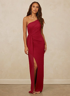 Christian Siriano Bridal for Azazie 1003 Bridesmaid Dresses Scarlet Sheath One Shoulder Chiffon Dress image1