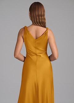 Azazie Nerine Brautjungfernkleider A-Linie Plissee Stretch-Satin Kleid Butterscotch image2