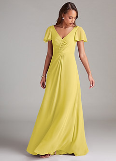 Azazie Soren Bridesmaid Dresses Canary A-Line Ruched Chiffon Dress image10