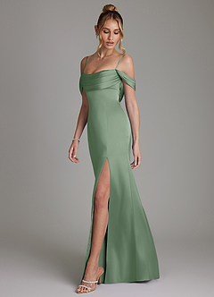 Azazie Nira Suknie dla druhen Syrena Gorset Satyna elastyczna Do ziemi Sukienka image7