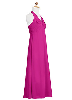 Azazie Tessie Junior A-Linie Plissee Chiffon Kleid Fuchsia image7