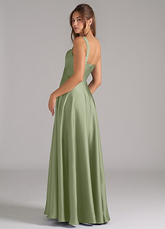 Azazie Shaude Robes de demoiselle d'honneur Robe Trapèze en Satin extensible Plissé Pistache image8