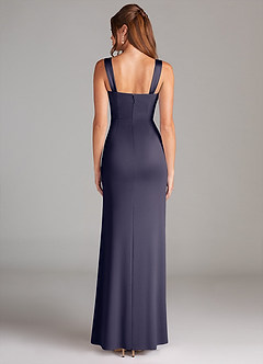 Azazie Denice Bridesmaid Dresses Stormy Sheath Pleated Stretch Satin Dress image2