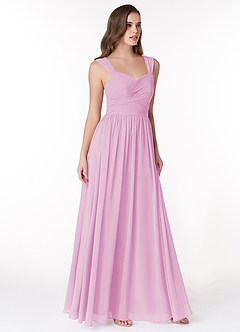 Azazie Zapheira Bridesmaid Dresses Candy Pink A-Line Ruched Chiffon Dress image4