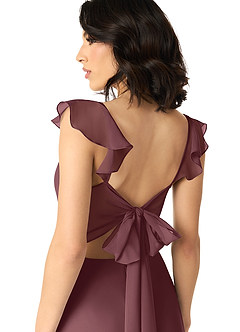 Azazie Everett Bridesmaid Dresses Sangria A-Line V-neck Ruched Chiffon Dress image5