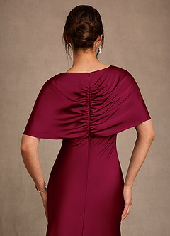 Azazie Dosia 신부의 어머니 드레스 쉬스 주름진 스트레치 새틴 플로어 길이 드레스 image5