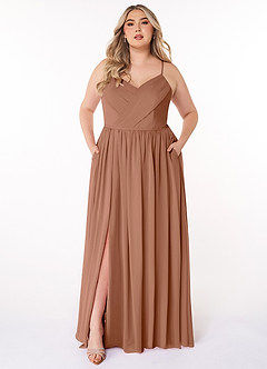 Azazie Cora Bridesmaid Dresses Bronzer A-Line Pleated Chiffon Dress image6