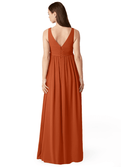 Azazie Yetta Brautjungfernkleider für Schwangere A-Linie V-Hals Versammelt Chiffon Bodenlänge Kleid image2