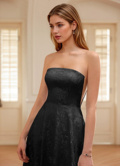 Isadorally Black Corset Rhinestone Sheer Lace Prom Dress image5