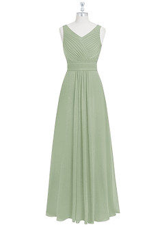 Azazie Pierrette Bridesmaid Dresses Dusty Sage A-Line Pleated Chiffon Dress image7