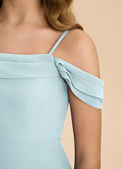 Azazie Anselie Junior A-Linie Schulterfrei Chiffon Kleid Nebel image8