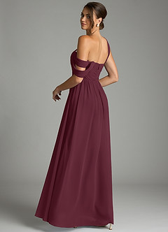 Azazie Kassandra Bridesmaid Dresses Cabernet A-Line Off the Shoulder Chiffon Dress image6