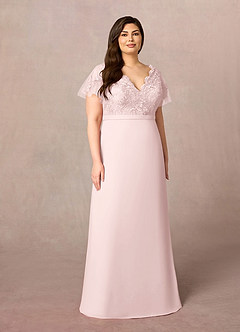 Azazie Singer Final Sale Agave A-Line V-Neck Lace Chiffon Dress image7