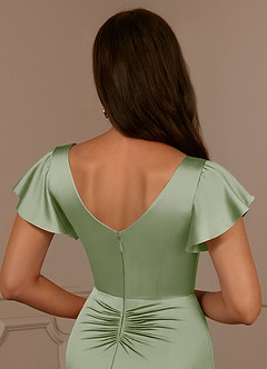 Azazie Roya Kleider für die Brautmutter Meerjungfrau-Linie Plissee mit V-Ausschnitt Stretch-Satin Kleid Staubiger Salbeigrün image6