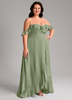Azazie Lyra Bridesmaid Dresses Pistachio A-Line Chiffon Convertible Dress image13