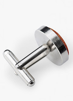 front Rounded Metallic Satin Cuff Links