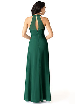 Azazie Danica Bridesmaid Dresses Emerald A-Line Pleated Chiffon Dress image2