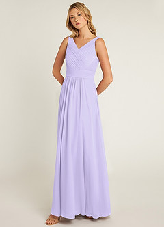Azazie Pierrette Bridesmaid Dresses Lilac A-Line Pleated Chiffon Dress image3