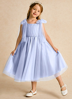 Azazie Dori Robe Demoiselle D'honneur Fillette Robe Trapèze en Tulle Rayé Eis image4
