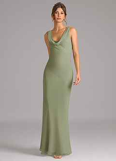 Azazie Rylina Bridesmaid Dresses Pistachio Mermaid Pleated Chiffon Dress image3