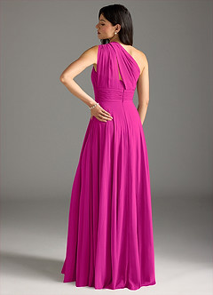 Azazie Charlize Robes de demoiselle d'honneur Robe Trapèze en Mousseline de soie Ue épaule Fuchsia image2