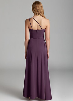 Azazie Maron Junior Plum A-Line Pleated Stretch Satin Dress image4