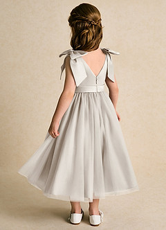 Azazie Serene Flower Girl Dresses Frost Ball-Gown Bow Matte Satin Dress image3