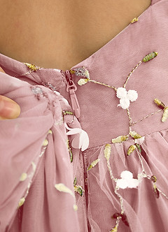 Azazie Bean Flower Girl Dresses Dusty Rose Ball-Gown Sleeveless Tulle Dress image6