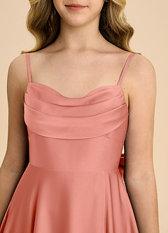 Azazie Bear Junior Coral A-Line Sweetheart Neckline Stretch Satin Dress image8