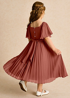 Azazie Gisele Abiti da Ragazza di Fiori Abito A-Line in Chiffon Plissettato Auburn image3