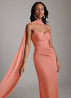 Azazie Sonora Brudtärnklänningar Klä av Tubklänning i Stretch Satin Axelbandslös Laxrosa image4