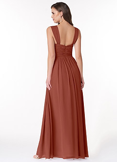 Azazie Zapheira Bridesmaid Dresses Auburn A-Line Ruched Chiffon Dress image2