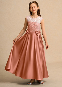 Azazie Candy Girl Jurken voor bloemenmeisjes Baljurk Jurk van Mat Satijn Boog Meer Gesneden image4