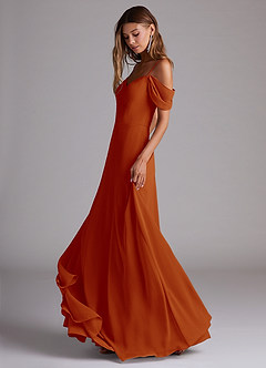 Azazie Marley Bridesmaid Dresses Paprika A-Line Off the Shoulder Chiffon Convertible Dress image3
