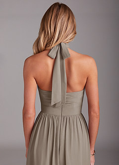 Azazie Avary Bridesmaid Dresses Taupe A-Line Pleated Chiffon Dress image7