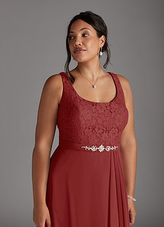 Azazie Ainsling Kleider für die Brautmutter A-Linie Quadratischer Ausschnitt Spitze Chiffon Kleid Rost image13