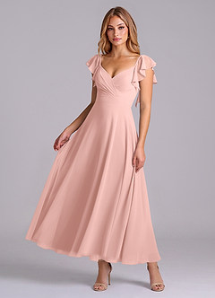 Azazie Leilani Bridesmaid Dresses Rosette A-Line Ruched Chiffon Dress image1