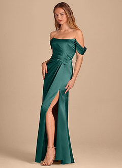 Azazie Shea Vestidos de damas de honor Vestido de Pino de Satén Metálico de Corte Sirena Convertible con Vestidos sin tirantes image3