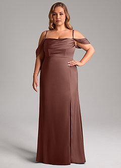 Azazie Saige Vestidos de damas de honor Vestido de Expresado de Satén Elástico de Corte Recto con Vestidos sin tirantes image15