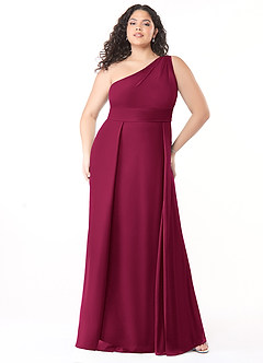 Azazie Dallas Bridesmaid Dresses Burgundy A-Line One Shoulder Chiffon Dress image6