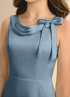 Azazie Cressida Junior Dusty Blue Mermaid Off the Shoulder Stretch Satin Dress image5