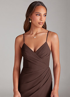 Azazie Maci Brudtärnklänningar Klä av Tubklänning i Chiffong Plisserad Ganache image5