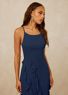 Christian Siriano Bridal for Azazie 1006 Bridesmaid Dresses Dark Navy Mermaid Ruched Chiffon Dress image6